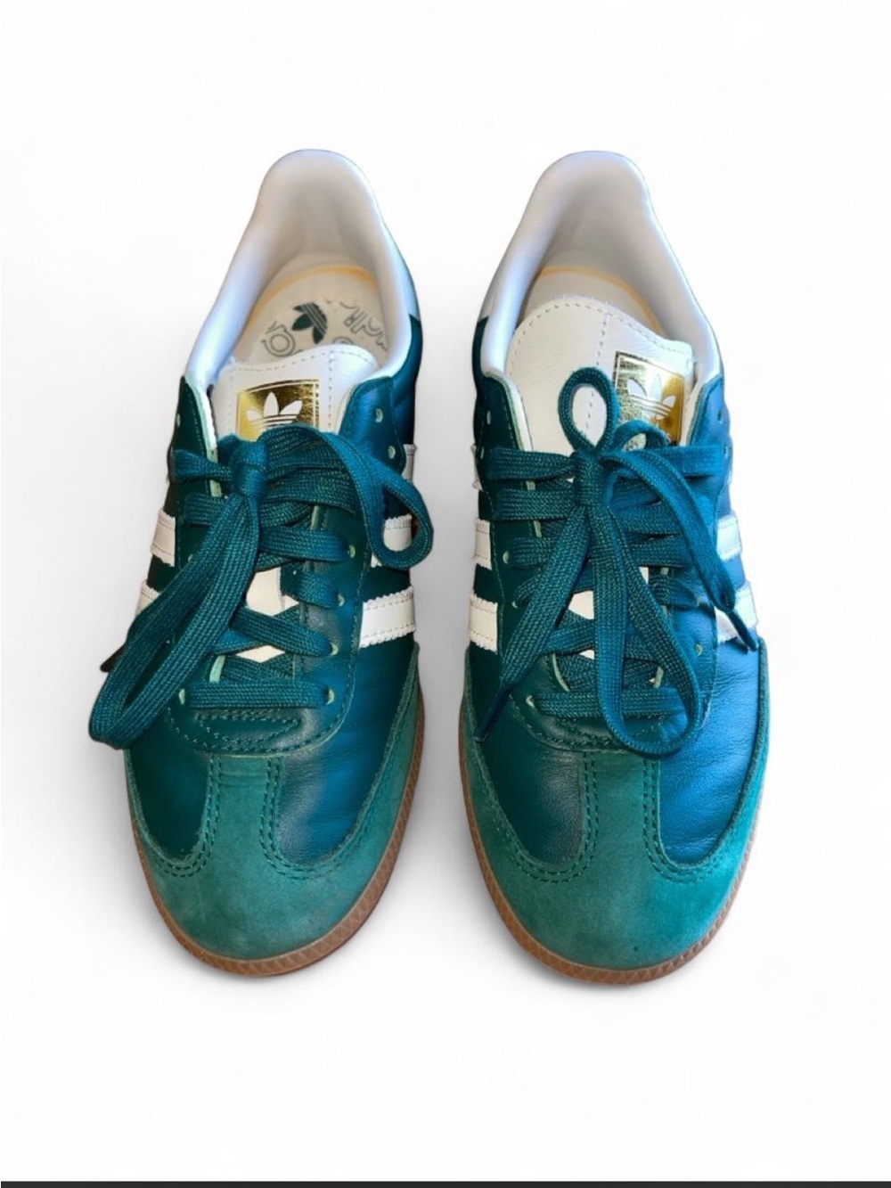 adidas Women’s Green Samba Sneakers with White Stripes